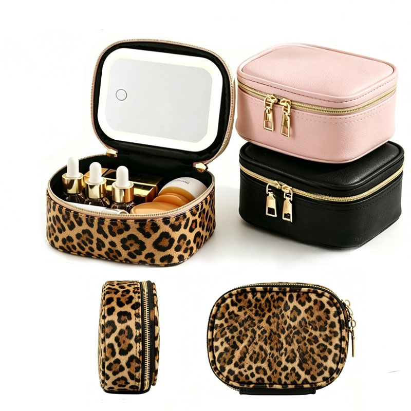 Beauty Preservation Makeup Bag - กระเป๋าเก็บเครื่องสำอาง LED แบบพกพาพร้อมกระจกในตัว กล่องเก็บเครื่องสำอางแบบชาร์จไฟได้ กระเป๋าจัดระเบียบเครื่องสำอางลิปสติกแบบพกพา
