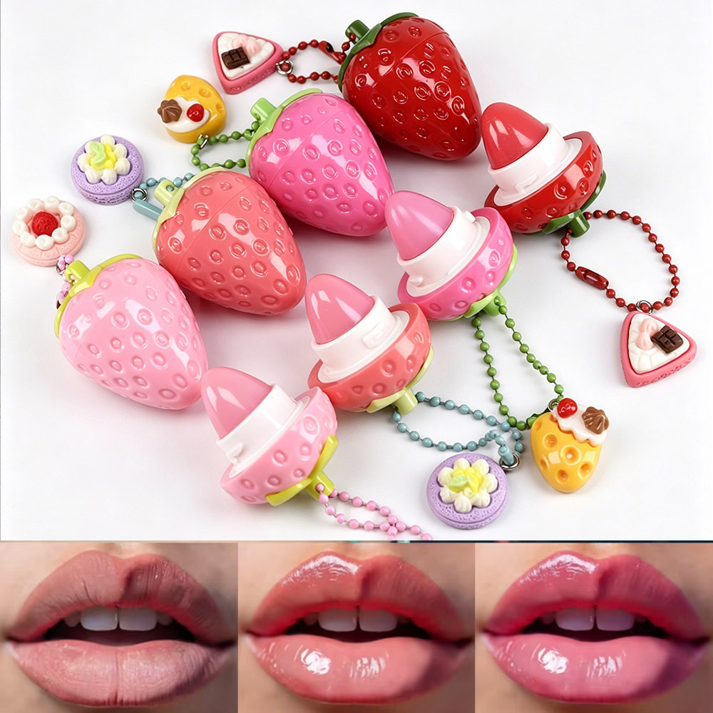 Lip Gloss Plumping - ลิปบาล์มน่ารัก กลิ่นสตรอว์เบอร์รี ช่วยลดเลือนริ้วรอย บำรุงริมฝีปากให้ชุ่มชื้น อวบอิ่ม ติดทนนาน