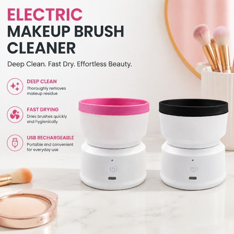 Beauty Makeup Brushes - เครื่องล้างแปรงแต่งหน้าแบบชาร์จ USB, อุปกรณ์ล้างเครื่องสำอางไฟฟ้า, อุปกรณ์ฆ่าเชื้ออัตโนมัติสำหรับเครื่องมือความงาม, ขนาดกะทัดรัด