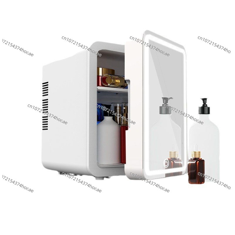 Beauty Makeup Fridge - กระจกแต่งหน้าแบบสองฟังก์ชั่นสำหรับรถยนต์และบ้าน ผลิตภัณฑ์บำรุงผิวและความงาม ตู้เย็นขนาดเล็กแบบพกพา อุปกรณ์ในรถยนต์