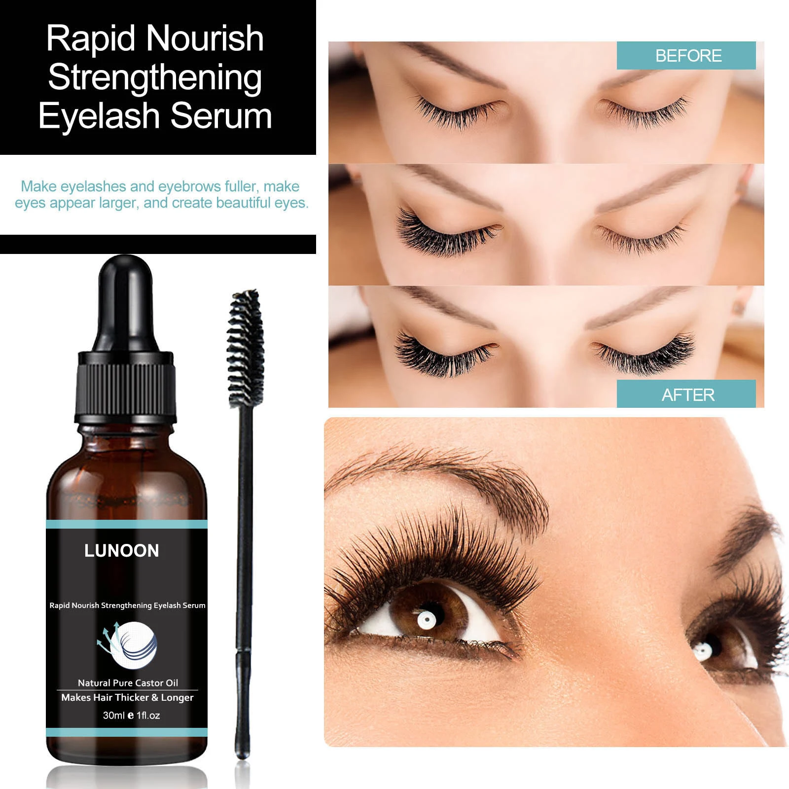 Lash Serum Growth - เซรั่มบำรุงขนตา 5 ชิ้น ไบโอติน B7 น้ำมันละหุ่ง