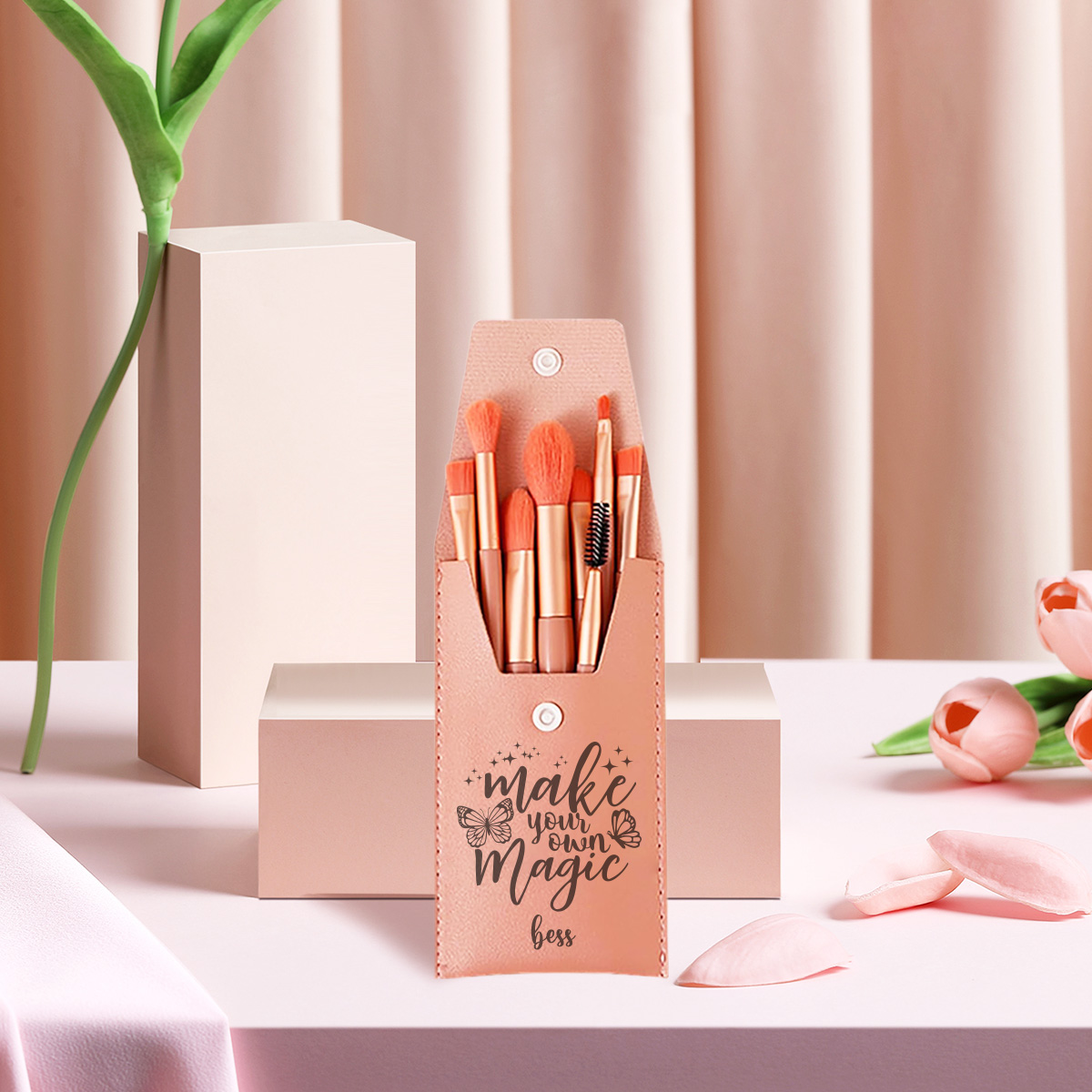Beauty Makeup Names - แปรงแต่งหน้าแบบกำหนดชื่อได้ 1 ชิ้น, อุปกรณ์เสริมความงาม, ดีไซน์เรียบง่ายและมีสไตล์, พกพาสะดวกและใช้งานง่าย,