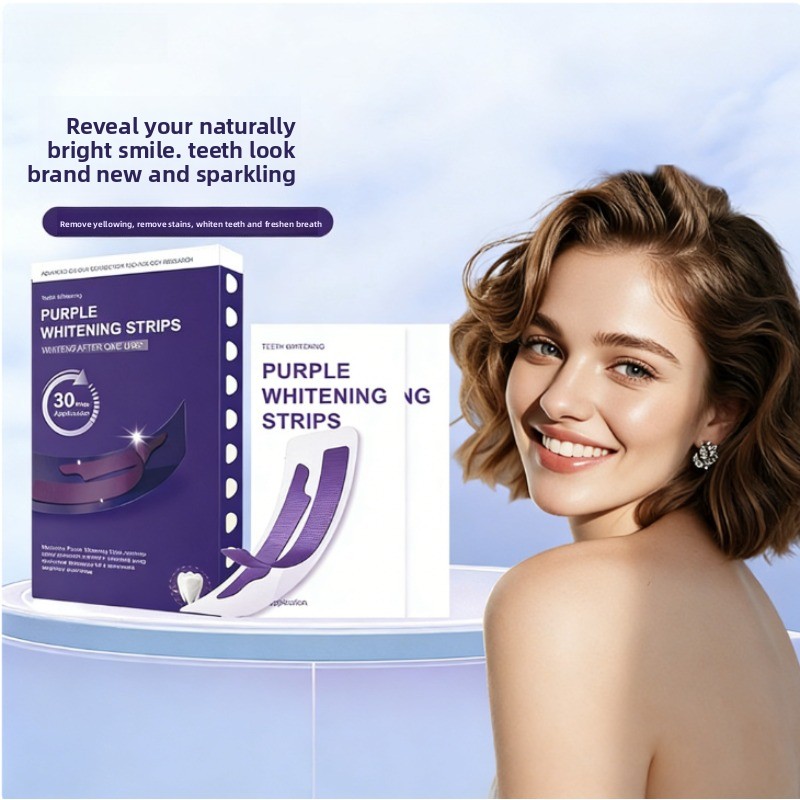 แผ่นฟอกฟันขาว V34 สีม่วงเรืองแ - Teeth Whitening Strips บทวิจารณ์และราคา