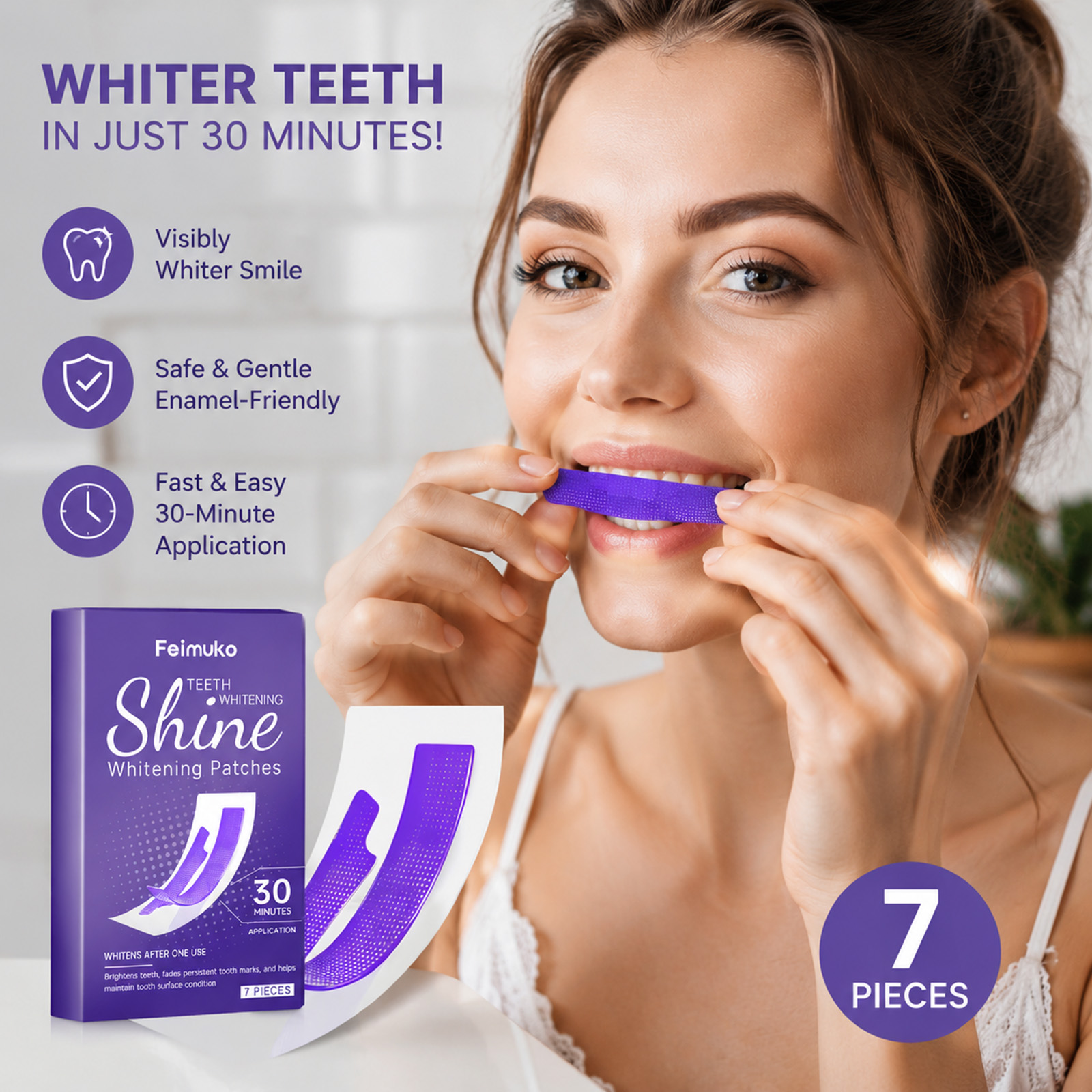 แผ่นฟอกสีฟัน 30 นาที ขจัดคราบฝ - Teeth Whitening Strips บทวิจารณ์และราคา